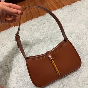 Charles & Keith brown smooth napa leather bag